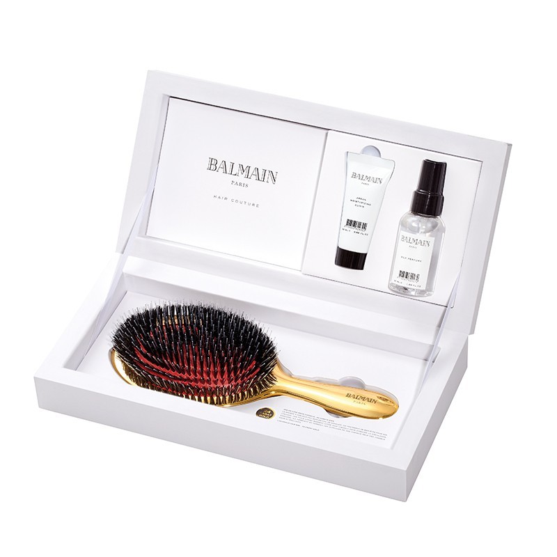 Balmain - Set Golden Boar Hair Spa Brush Szczotka Do W_osw + Travel Argan Elixir20ml + Travel Leave-in Conditioner 50ml